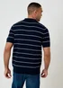 Threadbare Navy Ribbed Stripe Knitted Polo - XL Image 2