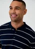 Threadbare Navy Ribbed Stripe Knitted Polo - XL Image 4