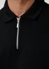 Threadbare Black Oversized Quarter Zip Polo Shirt - M Image 5