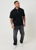 Threadbare Black Oversized Quarter Zip Polo Shirt - M Image 3