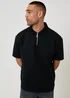 Threadbare Black Oversized Quarter Zip Polo Shirt - M Image 1