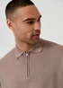 Threadbare Taupe Relaxed Fit Knitted Quarter Zip Polo - L Image 4