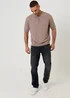 Threadbare Taupe Relaxed Fit Knitted Quarter Zip Polo - L Image 3