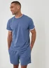 Threadbare Blue Cotton Mock Layer Short Pyjama Set - XL Image 1