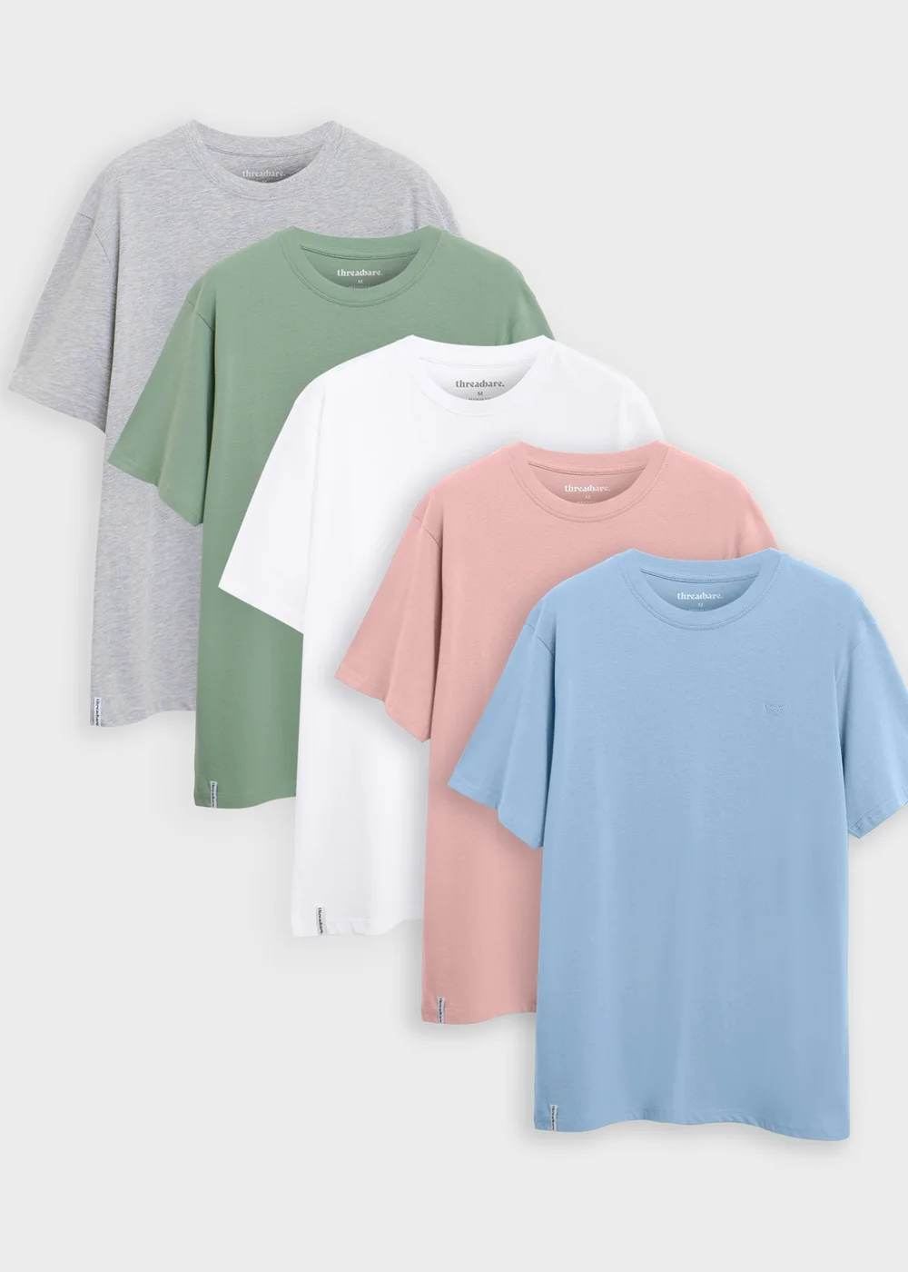 Threadbare Multi 5-Pack Cotton Crew Neck T-Shirts - S Image 1