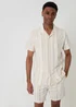 Threadbare Stone Geometric Stripe Textured Cotton Shorts - L Image 1