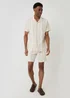 Threadbare Stone Geometric Stripe Textured Cotton Shorts - L Image 3
