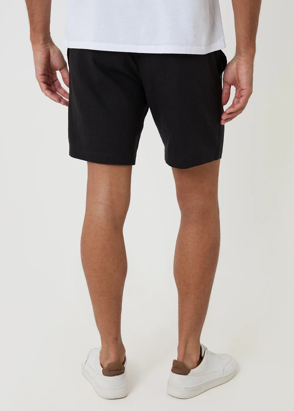Threadbare Black Shorter Length Linen Blend Shorts - M Image 2