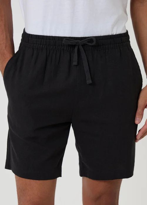 Threadbare Black Shorter Length Linen Blend Shorts - M Image 4