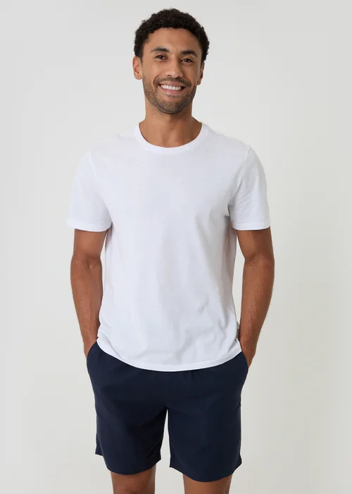 Threadbare Navy Shorter Length Linen Blend Shorts - M Image 3