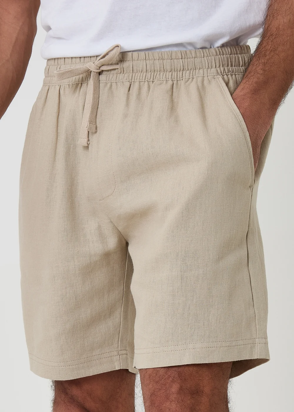 Threadbare Stone Shorter Length Linen Blend Shorts - M Image 4