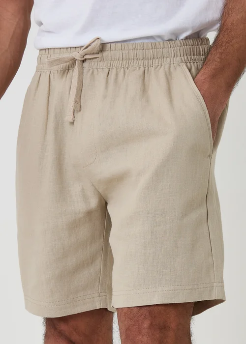Threadbare Stone Shorter Length Linen Blend Shorts - M Image 4