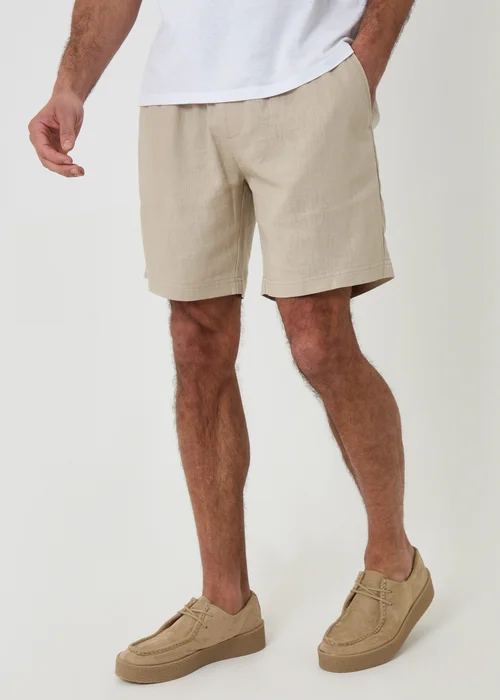 Threadbare Stone Shorter Length Linen Blend Shorts - M Image 1