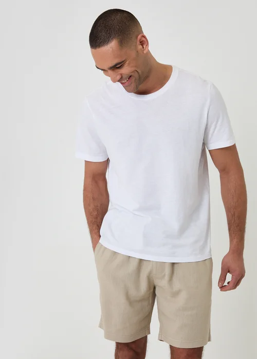Threadbare Stone Shorter Length Linen Blend Shorts - M Image 3