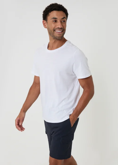 Threadbare Navy Shorter Length Stretch Cargo Shorts - S Image 3
