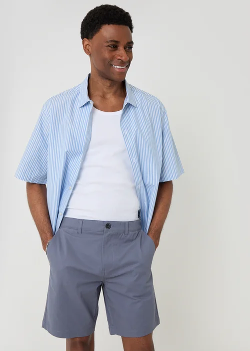 Threadbare Blue Cotton Regular Fit Stretch Chino Shorts - 36/L32 Image 3
