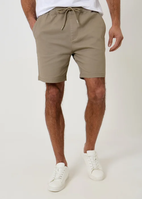 Threadbare Taupe Shorter Length Stretch Chino Shorts - 2XL Image 1