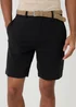 Threadbare Black Linen Blend Shorts with Belt - 32/L32 Image 4