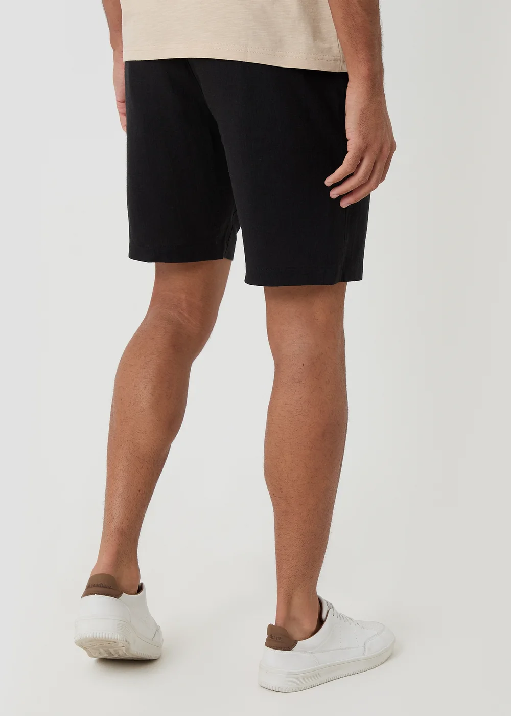 Threadbare Black Linen Blend Shorts with Belt - 32/L32 Image 2