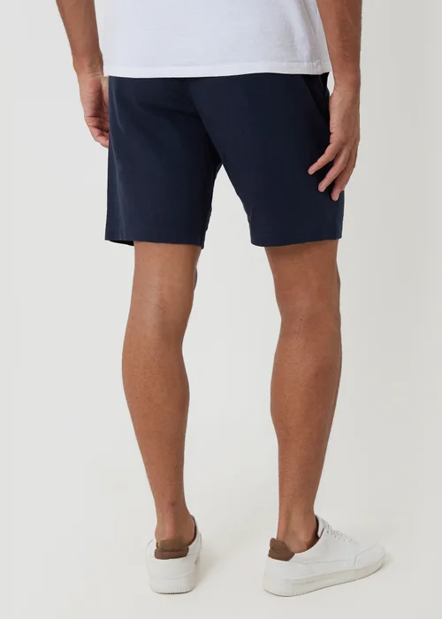 Threadbare Navy Linen Blend Shorts with Belt - 36/L32 Image 2