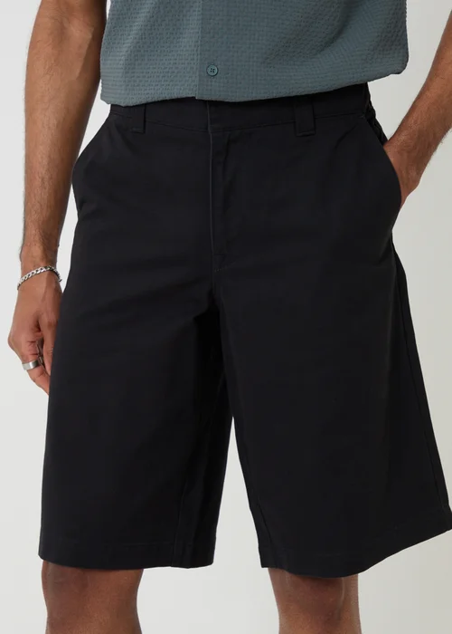 Threadbare Black Baggy Fit Cotton Chino Shorts - 38/L32 Image 4