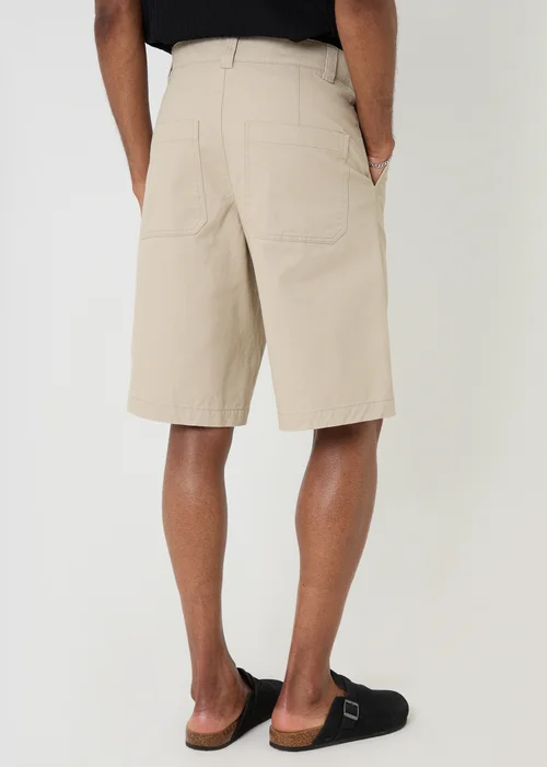 Threadbare Stone Baggy Fit Cotton Chino Shorts - 32/L32 Image 2