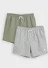 Threadbare Soft Green 2-Pack Geo Arch Print Quick Dry Swim Shorts - XL Image 1