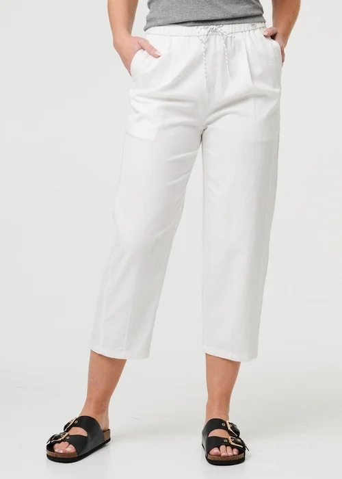 Izabel London White Tie High Waist Cropped Wide Trousers - 14 Image 1