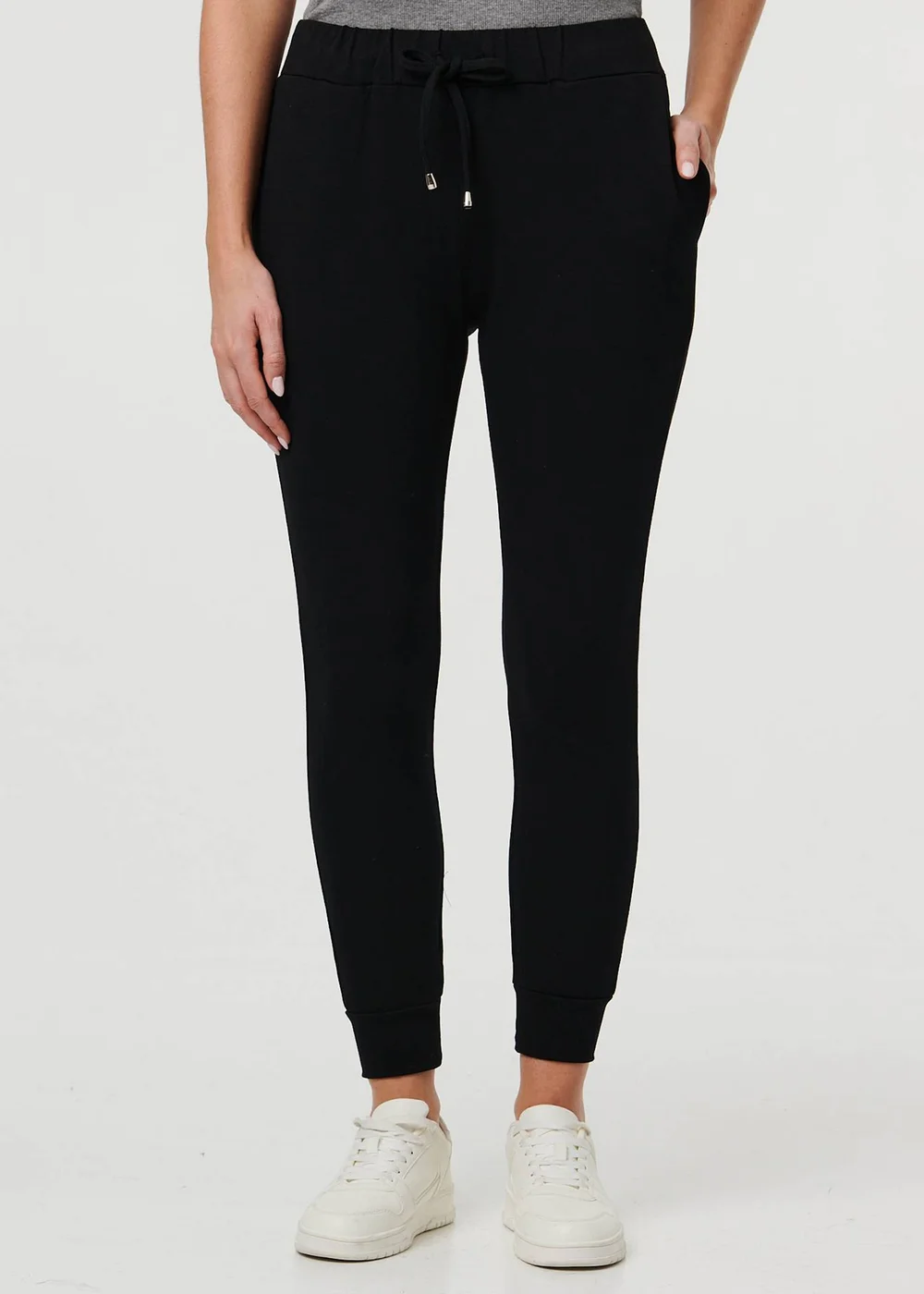 Izabel London Black Adjustable Drawstring Waist Slim Joggers - 8 Image 1