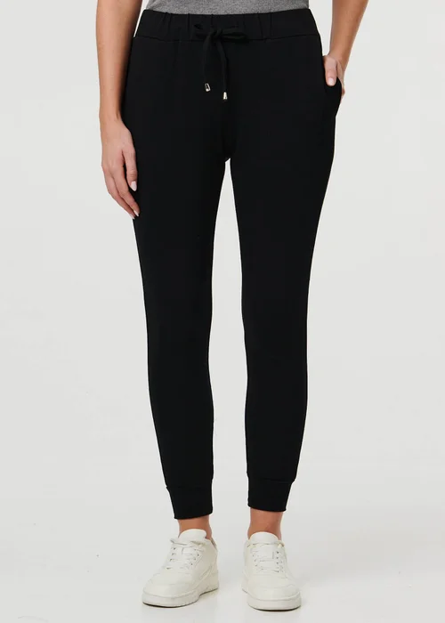 Izabel London Black Adjustable Drawstring Waist Slim Joggers - 8 Image 1