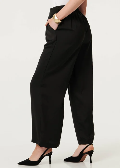 Izabel London Black High Waist Wide Leg Pleat Front Trousers - 10 Image 3