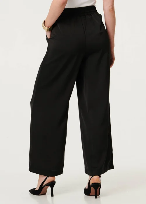 Izabel London Black High Waist Wide Leg Pleat Front Trousers - 10 Image 2