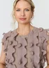 Izabel London Beige Ruffle Embellished Sleeveless Knit Top - L Image 3
