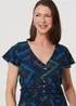Izabel London Navy Geo Print Cap Sleeve Ruched Maxi Dress - 12 Image 3