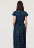 Izabel London Navy Geo Print Cap Sleeve Ruched Maxi Dress - 12 Image 2