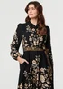 Izabel London Black Floral Tie Waist A-Line Knee Length Dress - 18 Image 1