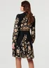 Izabel London Black Floral Tie Waist A-Line Knee Length Dress - 18 Image 2