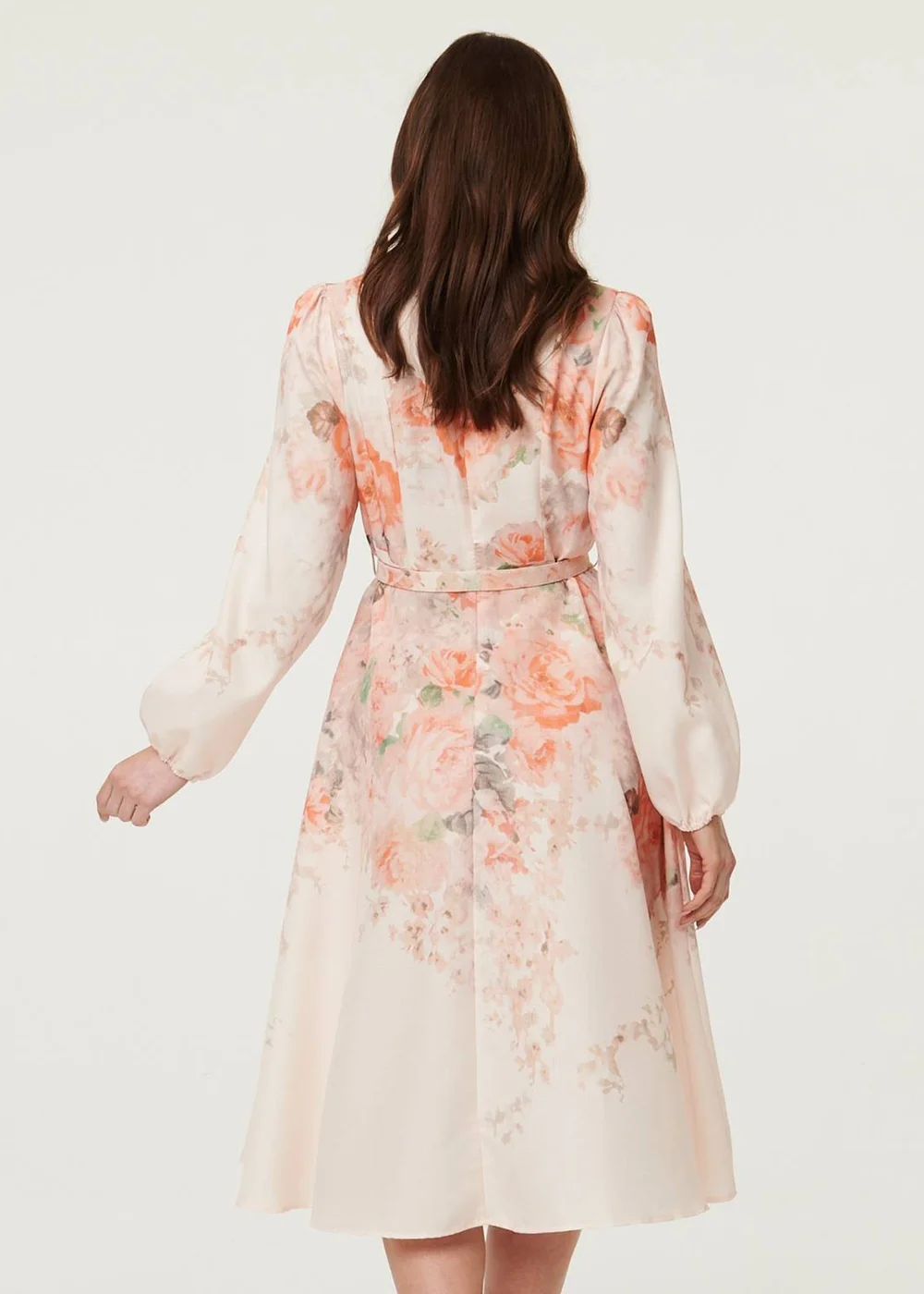 Izabel London Multi Pink Floral Belted High Neck Midi Dress - 14 Image 2