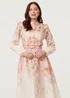 Izabel London Multi Pink Floral Belted High Neck Midi Dress - 14 Image 1