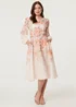 Izabel London Multi Pink Floral Belted High Neck Midi Dress - 14 Image 4