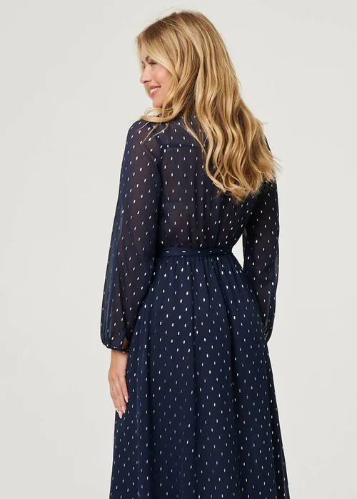 Izabel London Navy Polka Dot Print Long Sleeve Midi Dress - 10 Image 2