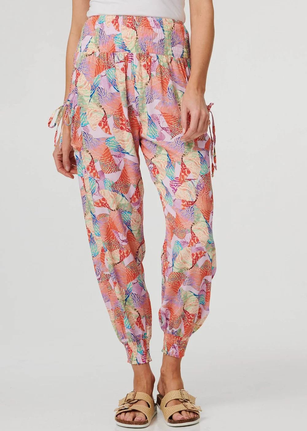 Izabel London Pink Abstract High Waist Harem Pants - 12 Image 1
