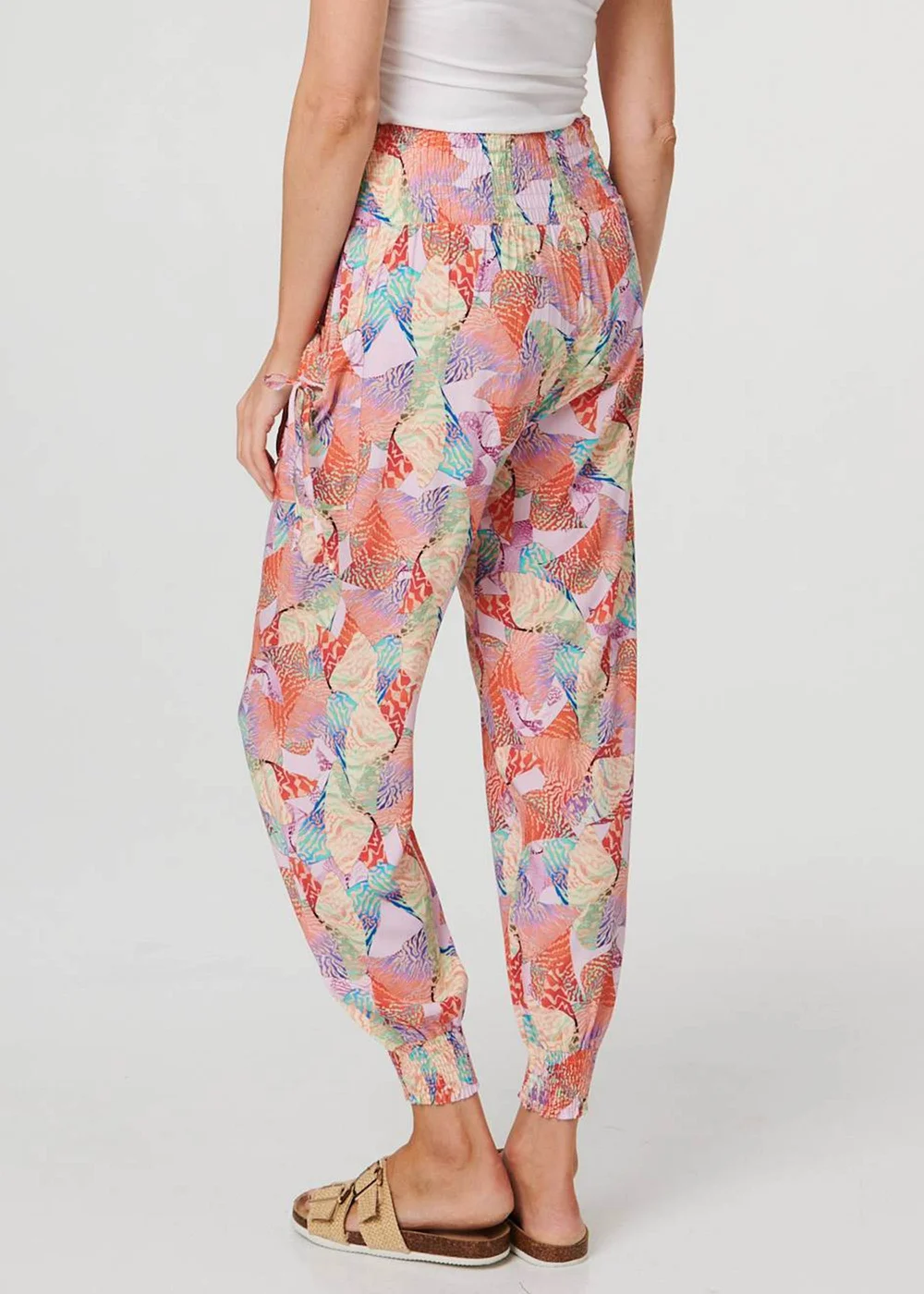 Izabel London Pink Abstract High Waist Harem Pants - 12 Image 2