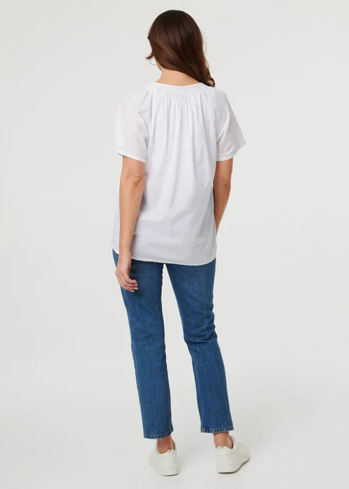 Izabel London White Embroidered Short Sleeve Relaxed Blouse - 10 Image 2