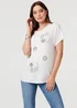 Izabel London White Sparkly Graphic Print Relaxed T-Shirt - 8 Image 1