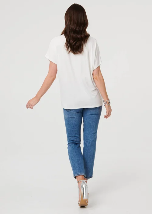 Izabel London White Sparkly Graphic Print Relaxed T-Shirt - 8 Image 2