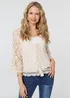 Izabel London Cream Semi Sheer Crochet Relaxed Top - M/L Image 1