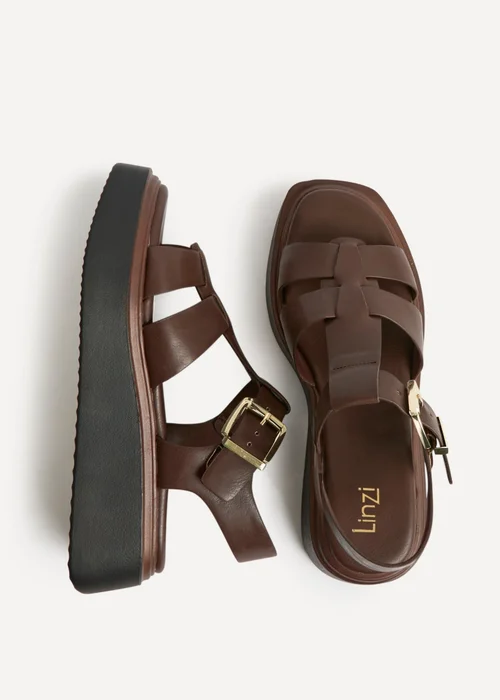 Linzi Subtract Brown Gladiator Flatform Sandals - 3 Image 5