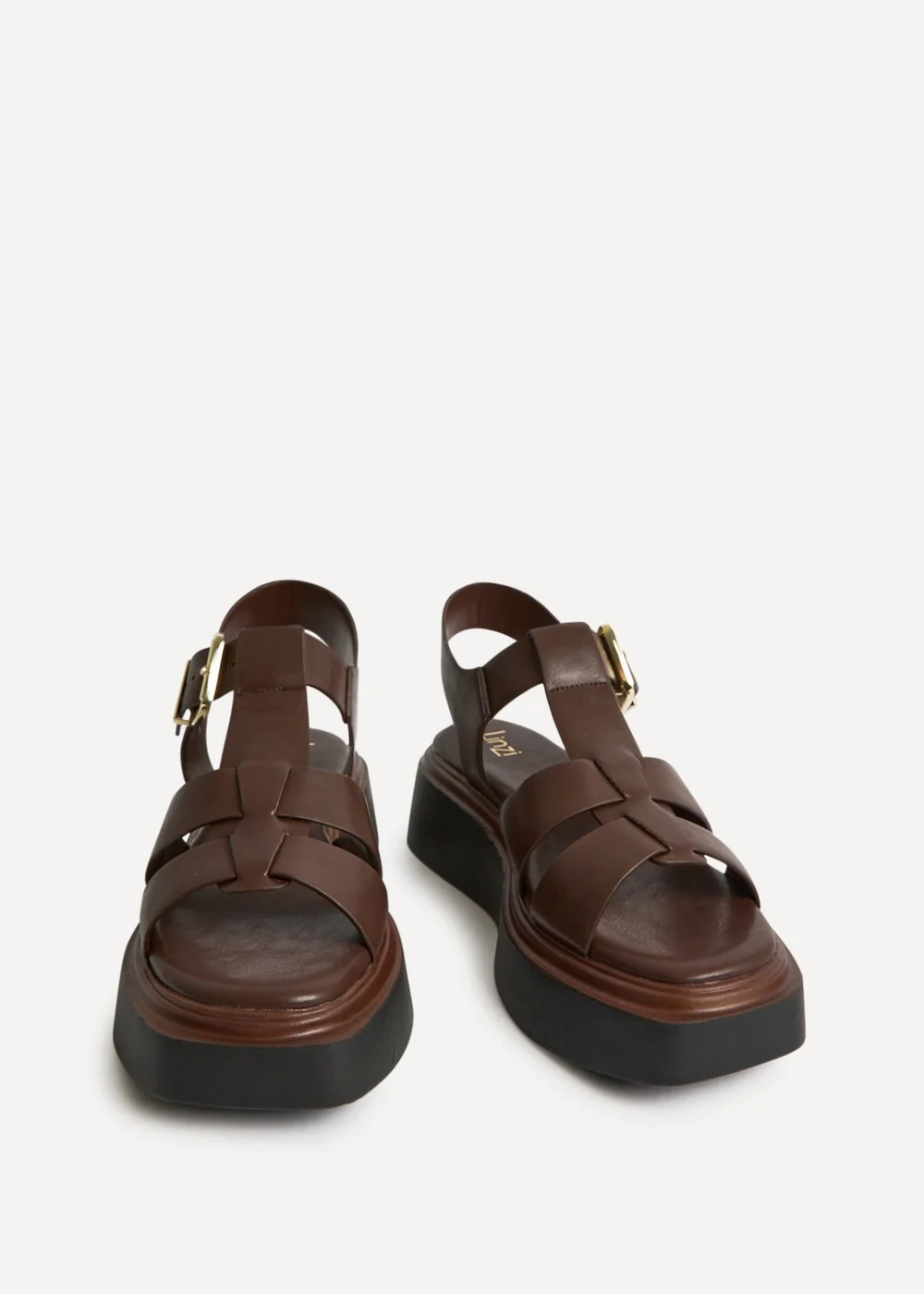 Linzi Subtract Brown Gladiator Flatform Sandals - 3 Image 3