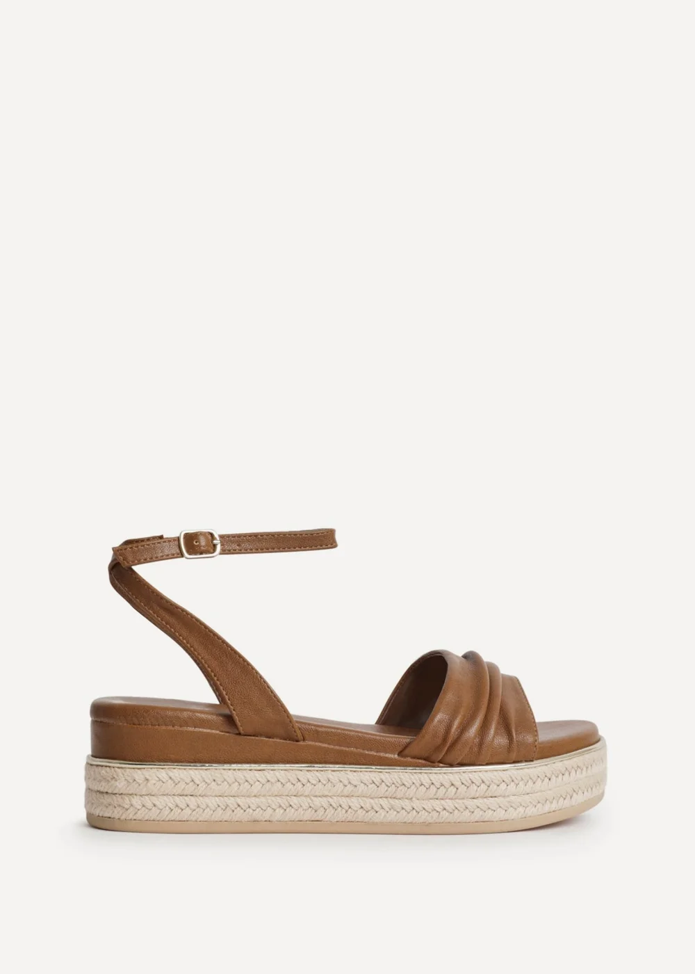Linzi Dazed Tan Faux Leather Flatform Sandals - 7 Image 2